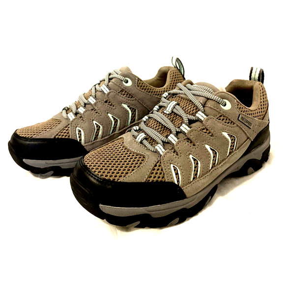 Ozark Trail Women's Taupe Black Suede Mesh Lace Up Hiker Sneakers Shoes 6.5 NEW - Picture 2 of 9